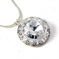 Clear 20mm Round Crystal Necklace Made with Swarovski Elements Clear 20mm Round Crystal Necklace Made with Swarovski Elements