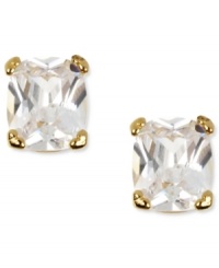 True dazzlers. These crystal stud earrings by Betsey Johnson are set in antiqued gold tone mixed metal. Approximate diameter: 1/2 inch. True dazzlers. These crystal stud earrings by Betsey Johnson are set in antiqued gold tone mixed metal. Approximate diameter: 1/2 inch.