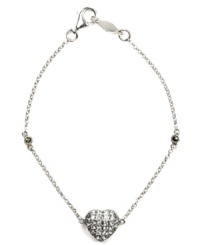 Look lovely from every angle. Judith Jack's shimmering heart charm bracelet catches the light with sparkling marcasite and crystal accents. Setting and chain crafted from sterling silver. Approximate length: 7-1/4 inches. Look lovely from every angle. Judith Jack's shimmering heart charm bracelet catches the light with sparkling marcasite and crystal accents. Setting and chain crafted from sterling silver. Approximate length: 7-1/4 inches.