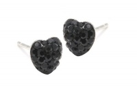 Sterling Silver 2 Carats Total Weight Black Diamond Color Crytal Heart Stud Earrings. Sterling Silver 2 Carats Total Weight Black Diamond Color Crytal Heart Stud Earrings.