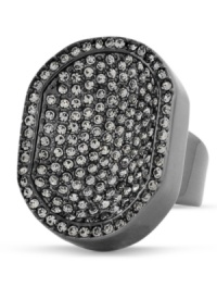 A chic combination. An oblong and concave silhouette add style and sophistication to this distinctive cocktail ring from Vince Camuto. Bedecked with dazzling glass accents, it's crafted in hematite tone mixed metal. Size 8. A chic combination. An oblong and concave silhouette add style and sophistication to this distinctive cocktail ring from Vince Camuto. Bedecked with dazzling glass accents, it's crafted in hematite tone mixed metal. Size 8.