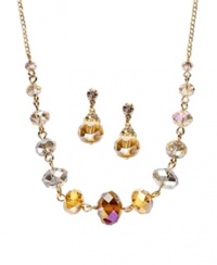 c.A.K.e by Ali Khan Jewelry Set, Champagne Glass Bead Cluster Gold-Plated Necklace and Earrings Set