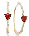 Classic earrings get a sparkly update. Victoria Townsend's stunning hoop earrings feature trilliant-cut garnet (6 ct. t.w.) and sparkling diamond accents in 18k gold over sterling silver. Approximate diameter: 1-3/4 inches.