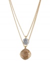 Double your pleasure with this two-row necklace from Kenneth Cole New York. Crafted from gold-tone mixed metal with hematite glitter overlay, the necklace and accents have a lustrous effect. Item comes packaged in a signature Kenneth Cole New York Gift Box. Approximate length: 16 inches + 3-inch extender. Approximate drop: 2 inches.