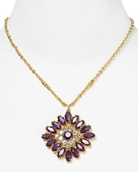 Carolee's dazzling stone-encrusted pendant necklace brings eye-catching style to any look. Carolee's dazzling stone-encrusted pendant necklace brings eye-catching style to any look.