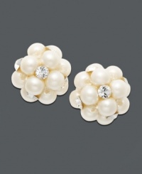 Present yourself with poise and grace. Forever fashionable, these chic studs by Charter Club feature simulated pearl clusters accented by sparkling crystals. Approximate diameter: 1/2 inch. Present yourself with poise and grace. Forever fashionable, these chic studs by Charter Club feature simulated pearl clusters accented by sparkling crystals. Approximate diameter: 1/2 inch.