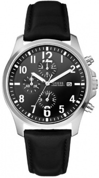 GUESS Watch, Men's Chronograph Black Leather Strap U11638G1 GUESS Watch, Men's Chronograph Black Leather Strap U11638G1