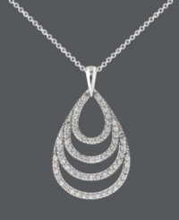 Channel a look of illustrious elegance, at an affordable price. B. Brilliant's luminous pendant features a twisting, teardrop design that highlights a pear-cut cubic zirconia surrounded by dozens of round-cut cubic zirconia accents (1-1/3 ct. t.w.). Setting and chain crafted in sterling silver. Approximate length: 18 inches. Approximate drop: 1-1/2 inches. Channel a look of illustrious elegance, at an affordable price. B. Brilliant's luminous pendant features a twisting, teardrop design that highlights a pear-cut cubic zirconia surrounded by dozens of round-cut cubic zirconia accents (1-1/3 ct. t.w.). Setting and chain crafted in sterling silver. Approximate length: 18 inches. Approximate drop: 1-1/2 inches.