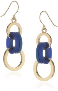 Kenneth Cole New York Modern Monaco Blue and Gold Circle Triple Drop Earrings