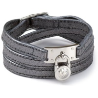 Michael Kors MK Leather Wrap Bracelet with Silver Plated Lock Charm Michael Kors MK Leather Wrap Bracelet with Silver Plated Lock Charm