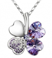 Swarovski Elements Crystal Four Leaf Clover Pendant Necklace 19-CN9034SP Swarovski Elements Crystal Four Leaf Clover Pendant Necklace 19-CN9034SP