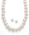 Timeless elegance. This cultured freshwater pearl (8-1/2-9-1/2 mm) necklace and earrings set features a look that will always suit the times. Set in sterling silver. Approximate length: 18 inches. Approximate earring diameter: 3/8 inch.