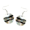 Pearlz Ocean Silvertone Copper Abalone and White Shell Round Dangle Earrings
