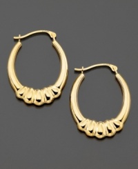 Wrap up your style with these lovely hoop earrings crafted in 14k gold. Approximate diameter: 1/2 inch. Approximate length: 3/4 inch. Wrap up your style with these lovely hoop earrings crafted in 14k gold. Approximate diameter: 1/2 inch. Approximate length: 3/4 inch.