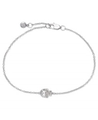 Give yourself a hand. This mini charm bracelet from CRISLU is crafted from platinum over sterling silver with a cubic zirconia (13/100 ct. t.w.) hasma pendant for a stylish touch. Approximate length: 7 inches. Give yourself a hand. This mini charm bracelet from CRISLU is crafted from platinum over sterling silver with a cubic zirconia (13/100 ct. t.w.) hasma pendant for a stylish touch. Approximate length: 7 inches.
