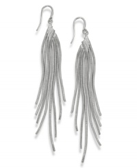 Wispy and whimsical. Alfani's sweeping earring style features graduated linear drops in silver tone mixed metal. Approximate drop: 3-5/8 inches. Wispy and whimsical. Alfani's sweeping earring style features graduated linear drops in silver tone mixed metal. Approximate drop: 3-5/8 inches.