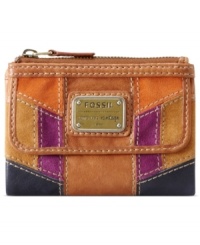 Embrace functional and free-spirited style with this colorful patchwork wallet from Fossil. Crafted from supple leather and accented with signature detailing, it flaunts multiple pockets for effortless go-everywhere accessorizing. Embrace functional and free-spirited style with this colorful patchwork wallet from Fossil. Crafted from supple leather and accented with signature detailing, it flaunts multiple pockets for effortless go-everywhere accessorizing.