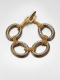 Large textured links accented with smaller wrapped link chains create an unique piece you'll wear again and again. Antique-finished goldtoneLength, about 7.75Toggle closureImported Large textured links accented with smaller wrapped link chains create an unique piece you'll wear again and again. Antique-finished goldtoneLength, about 7.75Toggle closureImported