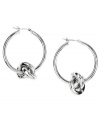 Tie your look together. These classy hoop earrings from AK Anne Klein add a twist with chic knot detail. Crafted in imitation rhodium-plated mixed metal. Approximate diameter: 1 inches.