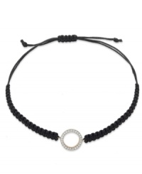 Circular chic. Single-cut diamonds (1/6 ct. t.w.) are set in YellOra™ and centered on a black parachute cord for a stunning effect. Bracelet adjusts to fit wrist. Approximate length: 11 inches. Circular chic. Single-cut diamonds (1/6 ct. t.w.) are set in YellOra™ and centered on a black parachute cord for a stunning effect. Bracelet adjusts to fit wrist. Approximate length: 11 inches.