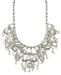 All eyes on you. Givenchy's dramatically-glamorous bridal necklace features a sweet mix of glass pearls and accents that will unfold delicately at your neckline. Crafted in silver tone mixed metal. Approximate length: 16 inches. Approximate drop: 3 inches. All eyes on you. Givenchy's dramatically-glamorous bridal necklace features a sweet mix of glass pearls and accents that will unfold delicately at your neckline. Crafted in silver tone mixed metal. Approximate length: 16 inches. Approximate drop: 3 inches.