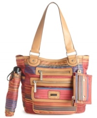 Subtle tonal stitching emphasizes the preppy-chic lines of this tote from Tyler Rodan, and 3 front pockets give you instant access to your stuff. Subtle tonal stitching emphasizes the preppy-chic lines of this tote from Tyler Rodan, and 3 front pockets give you instant access to your stuff.