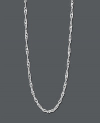Add a simple twist to create a pulled together look. Giani Bernini's simple, yet stunning, twisted Singapore chain makes the perfect last-minute touch. Crafted in sterling silver. Approximate length: 18 inches. Add a simple twist to create a pulled together look. Giani Bernini's simple, yet stunning, twisted Singapore chain makes the perfect last-minute touch. Crafted in sterling silver. Approximate length: 18 inches.