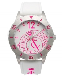 Brighten up the neighborhood with hot pink accents! This Taylor collection watch from Juicy Couture showcases bold colors and signature JC details. Brighten up the neighborhood with hot pink accents! This Taylor collection watch from Juicy Couture showcases bold colors and signature JC details.