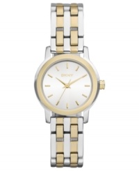 A luxe blend of colors lend a lovely look to this steel watch from DKNY. A luxe blend of colors lend a lovely look to this steel watch from DKNY.