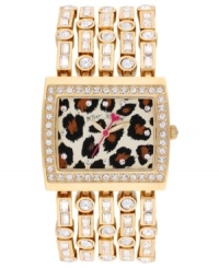 Dazzle the crowd with exotic patterns and shimmering crystals with this five-row bangle watch from Betsey Johnson. Dazzle the crowd with exotic patterns and shimmering crystals with this five-row bangle watch from Betsey Johnson.