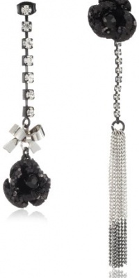 Betsey Johnson Essentials Glitter Rose Mismatch Drop Earrings Betsey Johnson Essentials Glitter Rose Mismatch Drop Earrings