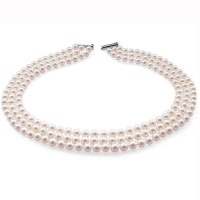 Bling Jewelry Jackie O Style Pearl Three-Row Round Necklace 16in. Bling Jewelry Jackie O Style Pearl Three-Row Round Necklace 16in.