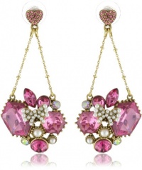 Betsey Johnson Iconic Fabulous Fuchsia Crystal Gem Chandelier Earrings Betsey Johnson Iconic Fabulous Fuchsia Crystal Gem Chandelier Earrings