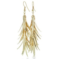 GOLD TONE MULTI CUTOUT LEAF EAR Pine Tree Branch Design Lightweight Gold Tone Dangle Earrings GOLD TONE MULTI CUTOUT LEAF EAR Pine Tree Branch Design Lightweight Gold Tone Dangle Earrings