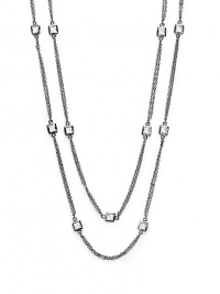 THE LOOKFaceted square cubic zirconia accentsBlack rhodium-plated sterling silver settingTHE MEASUREMENTLength, about 60ORIGINImported THE LOOKFaceted square cubic zirconia accentsBlack rhodium-plated sterling silver settingTHE MEASUREMENTLength, about 60ORIGINImported