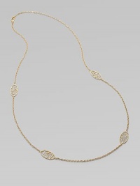 A delicate style with playful bubble designed stations accented with diamonds. 18k goldDiamonds, .15 tcwLength, about 37 adjustableLobster clasp closureMade in Italy A delicate style with playful bubble designed stations accented with diamonds. 18k goldDiamonds, .15 tcwLength, about 37 adjustableLobster clasp closureMade in Italy