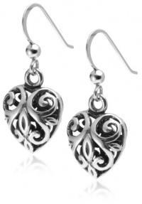 Sterling Silver Open Filigree Heart Dangle Earrings Sterling Silver Open Filigree Heart Dangle Earrings