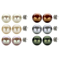 Classic Sterling Silver 6 Pairs of 8-9mm Freshwater Pearl White, Green, Pink, Grey, Golden Chocolate, and Peach Stud Earring. Classic Sterling Silver 6 Pairs of 8-9mm Freshwater Pearl White, Green, Pink, Grey, Golden Chocolate, and Peach Stud Earring.