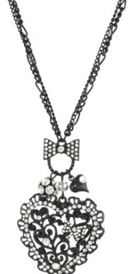 Betsey Johnson Iconic Jet Filigree Heart Pendant Necklace Betsey Johnson Iconic Jet Filigree Heart Pendant Necklace