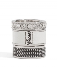 GUESS White Three-Piece Python-Embossed Ring S, WHITE (7) GUESS White Three-Piece Python-Embossed Ring S, WHITE (7)