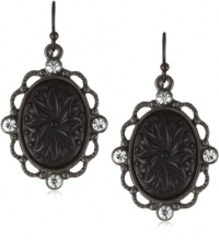 1928 Jewelry Victorian Gothic Black and Diamond Oval Drop Earrings 1928 Jewelry Victorian Gothic Black and Diamond Oval Drop Earrings