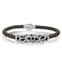 Braided Brown Leather Mens Bracelet 5 mm 8 1/2 inches with Magnetic Stainless Steel Clasp Braided Brown Leather Mens Bracelet 5 mm 8 1/2 inches with Magnetic Stainless Steel Clasp