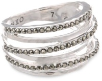 Judith Jack Fluidity Sterling Silver and Marcasite Hammered Ring, Size 7 Judith Jack Fluidity Sterling Silver and Marcasite Hammered Ring, Size 7