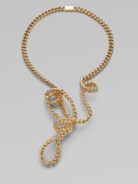 An avant-garde style featuring a structural link chain in a beautifully twisted design. Goldtone brassLength, about 13Box clasp closureMade in Italy An avant-garde style featuring a structural link chain in a beautifully twisted design. Goldtone brassLength, about 13Box clasp closureMade in Italy