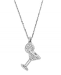 Happy hour-inspired style. Say cheers with this sparkling crystal and cubic zirconia-accented martini glass pendant by Eliot Danori. Crafted in rhodium-plated mixed metal. Approximate length: 16 inches + 2-inch extender. Approximate drop: 1/2 inch. Happy hour-inspired style. Say cheers with this sparkling crystal and cubic zirconia-accented martini glass pendant by Eliot Danori. Crafted in rhodium-plated mixed metal. Approximate length: 16 inches + 2-inch extender. Approximate drop: 1/2 inch.