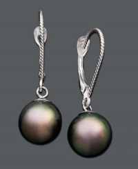 Capture a look that's exotic and elegant. Cultured Tahitian pearl drops (8-9 mm) shine in a 14k white gold leverback setting. Approximate drop: 1 inch. Capture a look that's exotic and elegant. Cultured Tahitian pearl drops (8-9 mm) shine in a 14k white gold leverback setting. Approximate drop: 1 inch.
