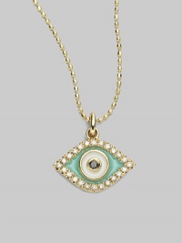 A bit of spiritual protection in a diamond and enamel design.Diamond, 0.13 tcw Black diamond, 0.02 tcw 14K yellow gold Enamel Length, about 16 Lobster clasp closure Imported A bit of spiritual protection in a diamond and enamel design.Diamond, 0.13 tcw Black diamond, 0.02 tcw 14K yellow gold Enamel Length, about 16 Lobster clasp closure Imported