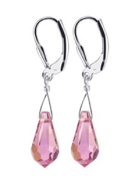 Sterling Silver Teardrop Pink Crystals Earrings Made with Swarovski Elements Sterling Silver Teardrop Pink Crystals Earrings Made with Swarovski Elements
