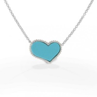 Valentines Day Bling Jewelry Sterling Silver Turquoise Sweet Heart Pendant Necklace 16in Valentines Day Bling Jewelry Sterling Silver Turquoise Sweet Heart Pendant Necklace 16in