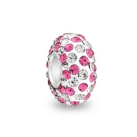 Bling Jewelry Sterling Silver Pink Stripe Swarovski Crystal Bead Pandora Compatible Bling Jewelry Sterling Silver Pink Stripe Swarovski Crystal Bead Pandora Compatible